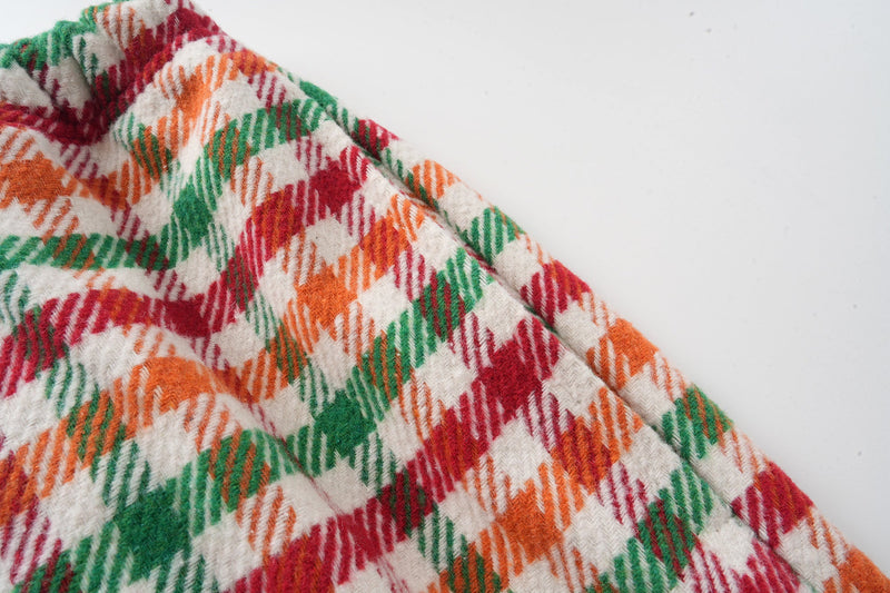 Vintage Plaid Wide-Leg Pants | Retro Multi-Color Check