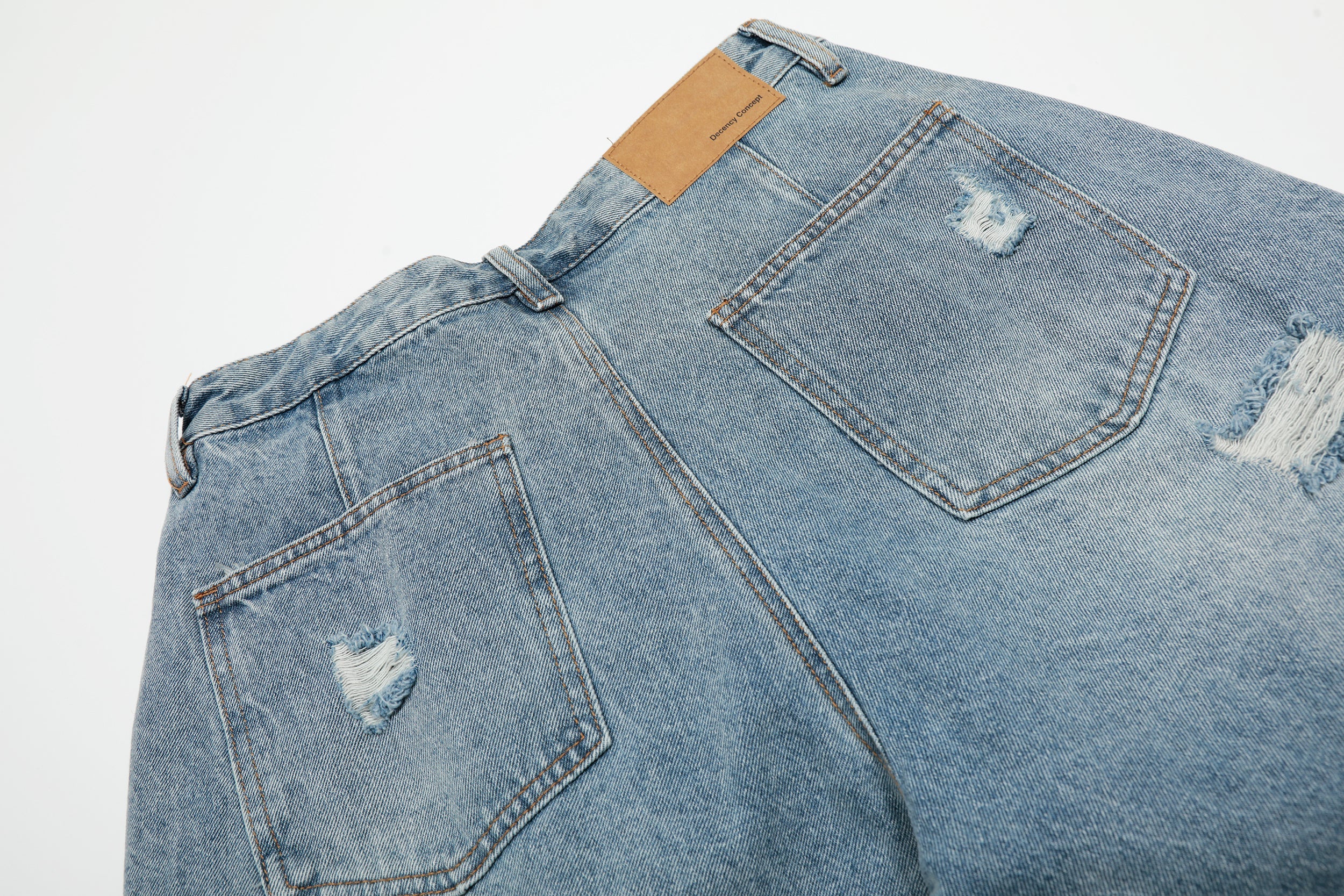 Omirad Destroyed Wide-Leg Denim Shorts | Frayed Hem