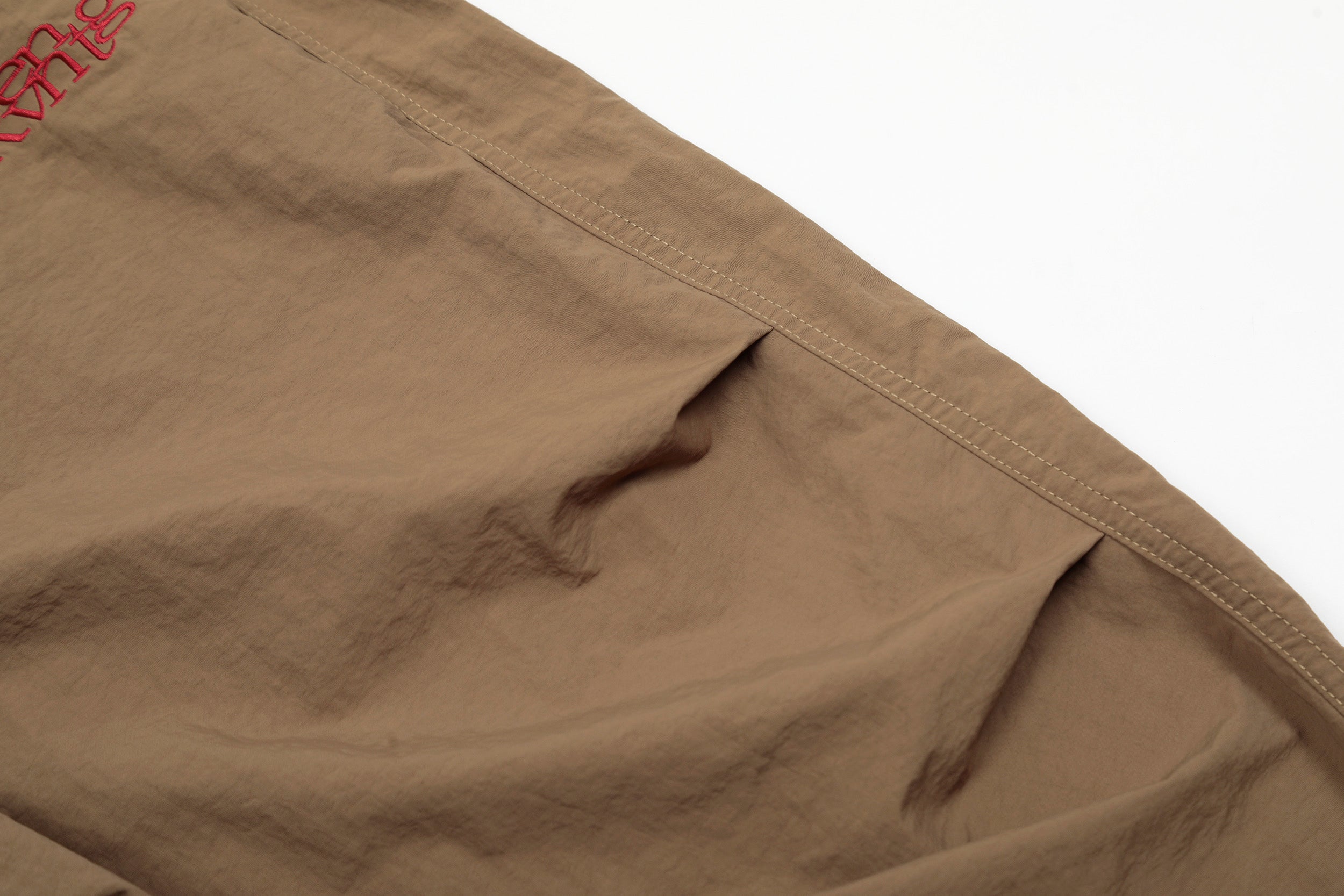Nylon Plaid-Trim Stacked Pants | Wide-Leg Streetwear