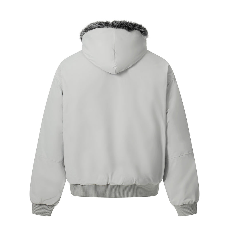 Faux Fur Hood Utility Bomber Jacket | Omirad