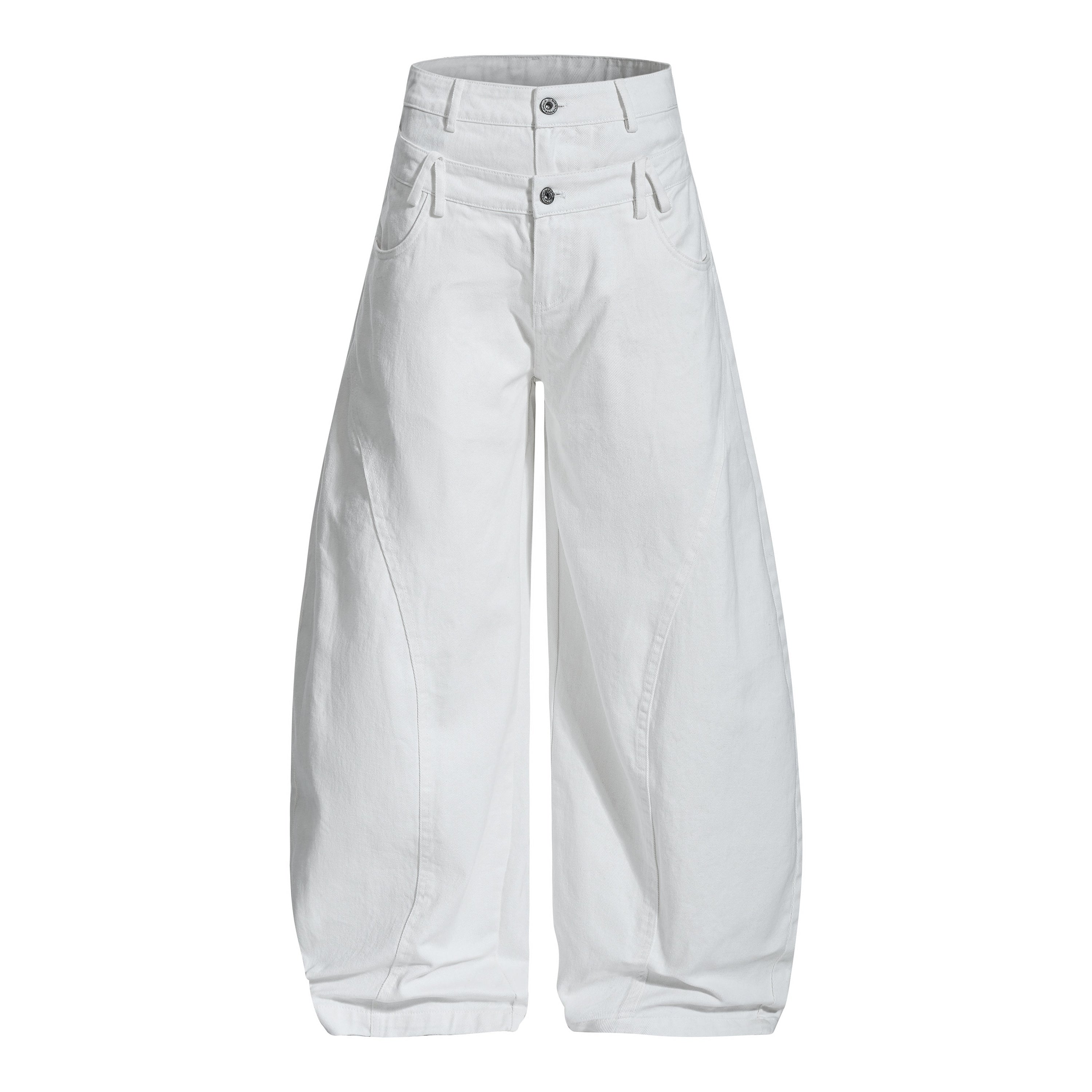Double-Waist Curved Wide-Leg Pants | Balloon Silhouette