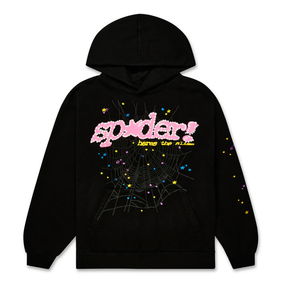 Sp5der “Hares the Slime” Hoodie – Black 440GSM Heavyweight Spider-Web Streetwear Pullover