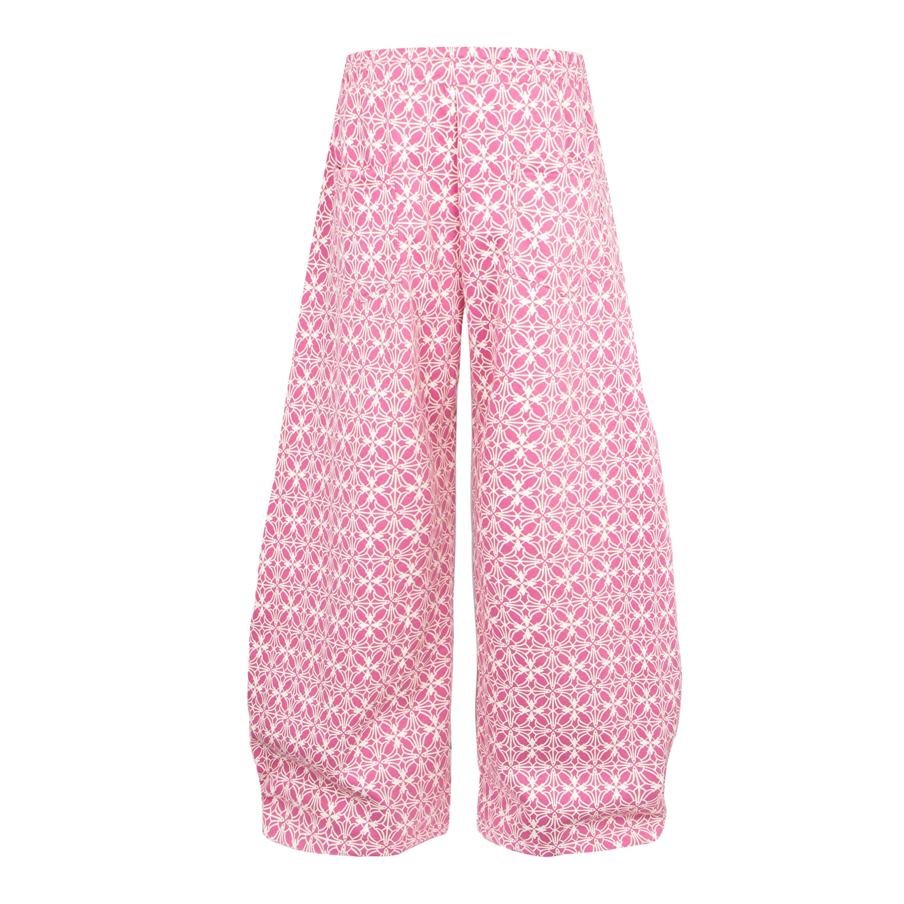 All-Over Geometric Print Wide-Leg Pants with Side Graphics
