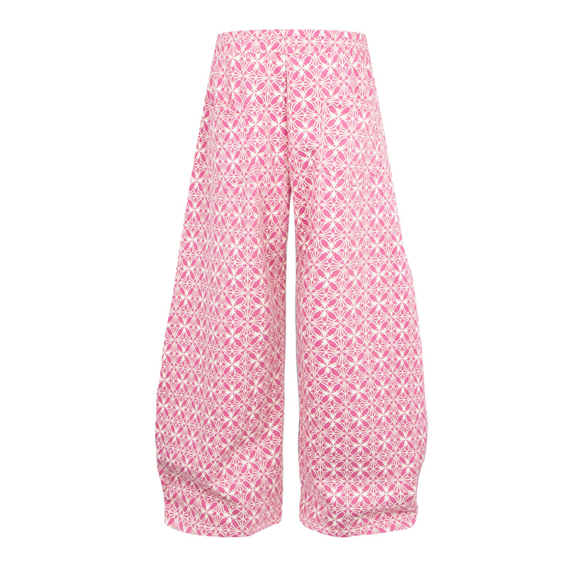 All-Over Geometric Print Wide-Leg Pants with Side Graphics