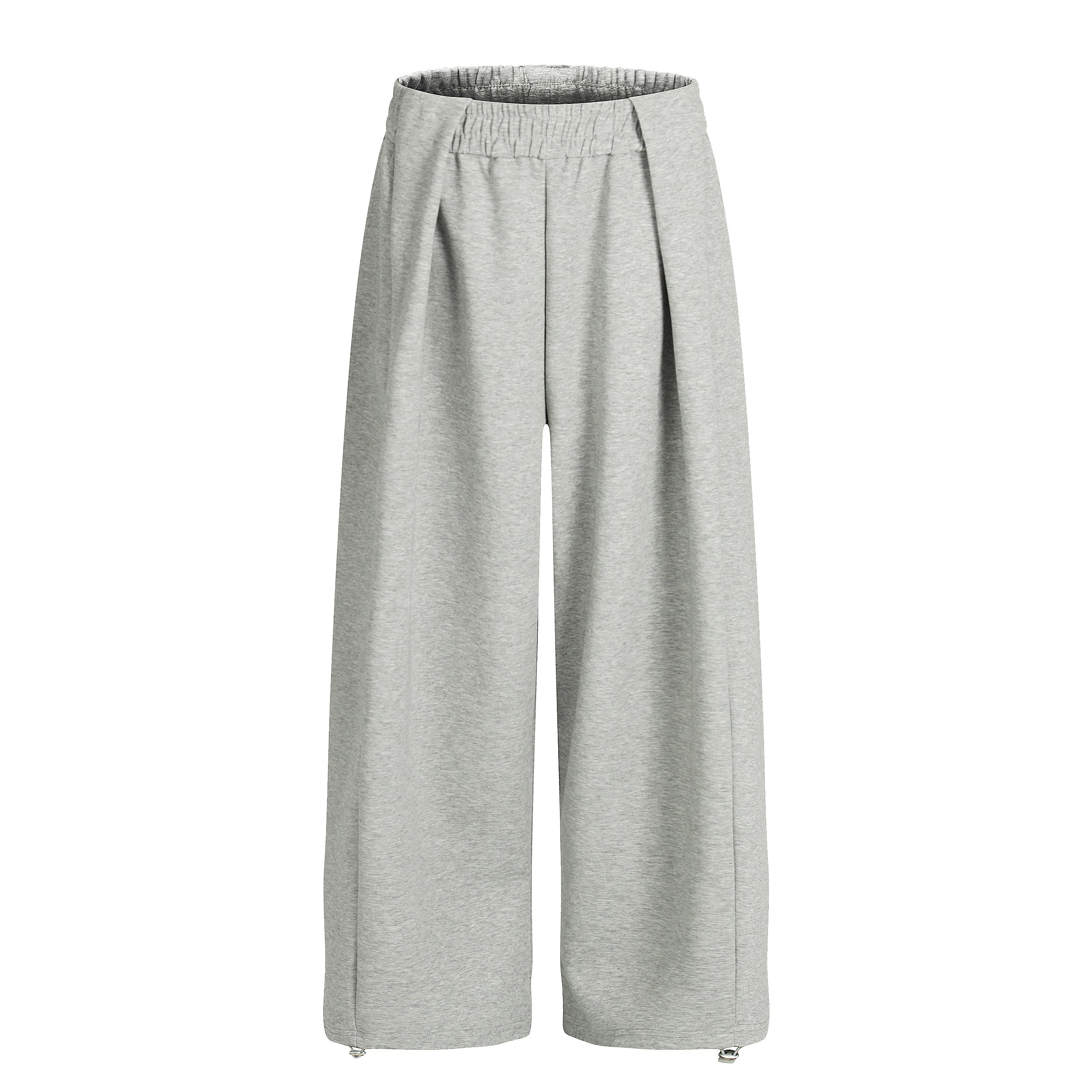 Omirad Pleated Relaxed Wide-Leg Pants – Light Grey