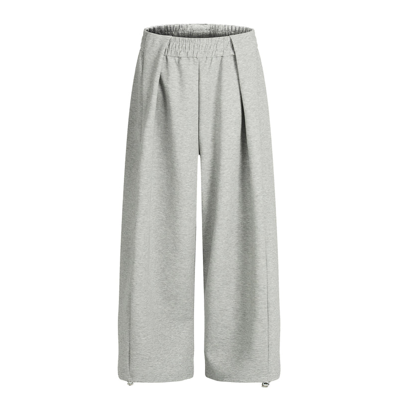 Omirad Pleated Relaxed Wide-Leg Pants – Light Grey