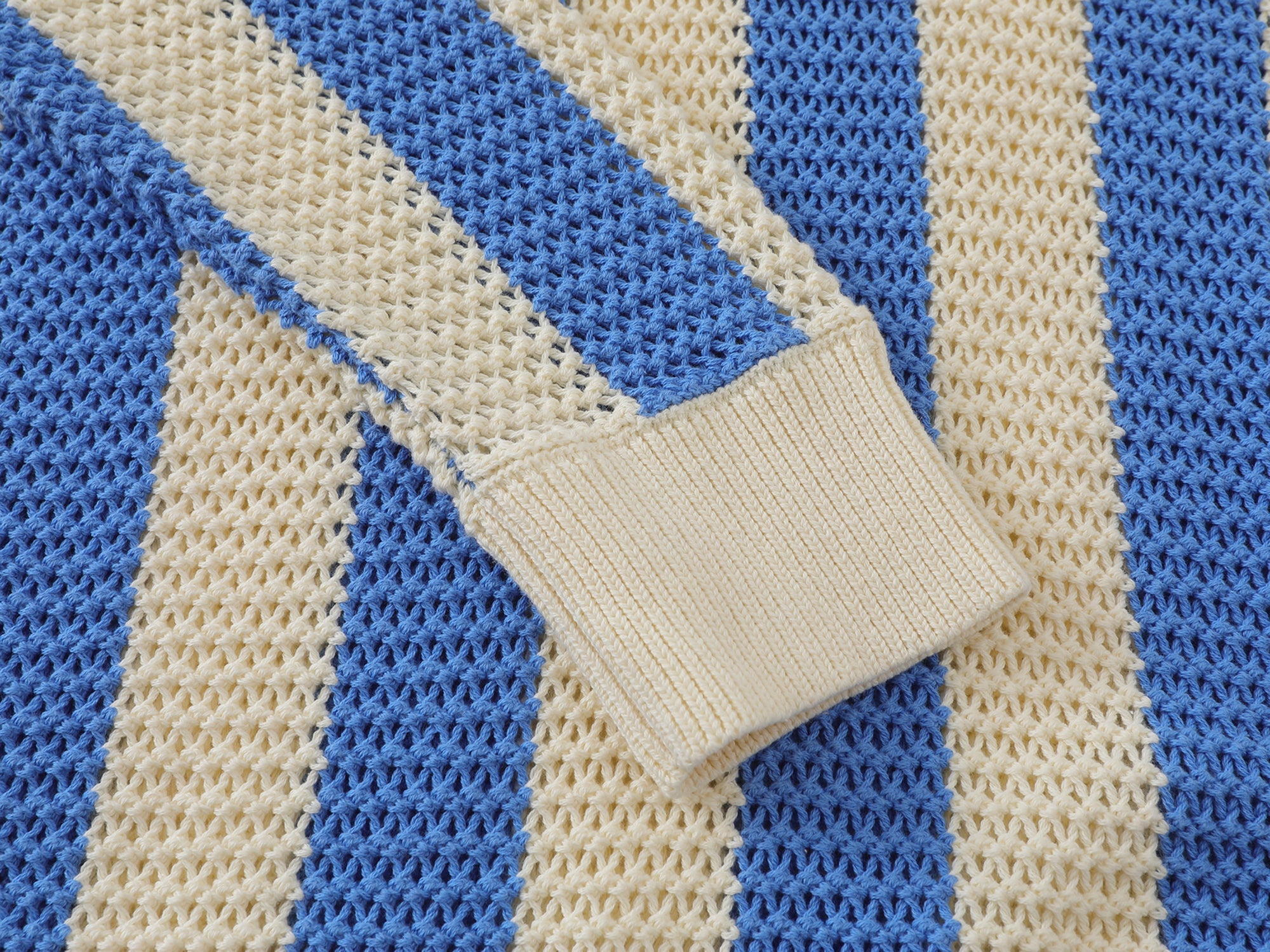 Retro Mesh Knit Polo Sweater | Vintage Stripe Open-Weave