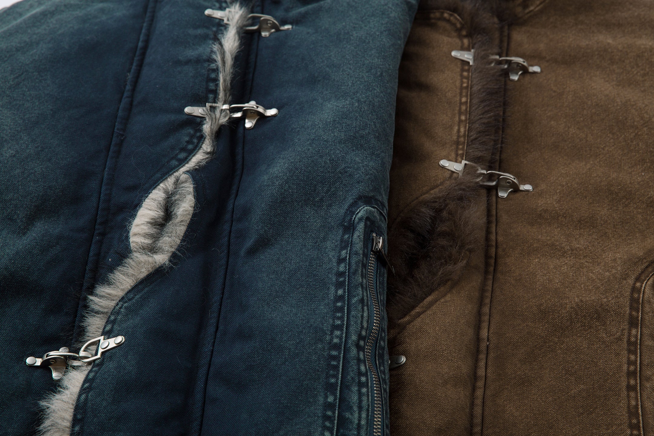 Fur-Lined Toggle Jacket | Vintage Washed Streetwear Coat