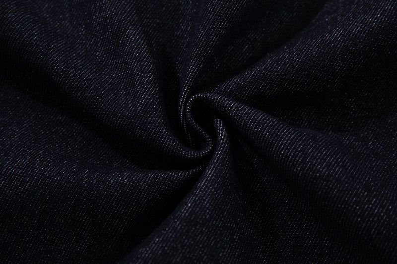 Men's Dark Indigo Denim Jacket with Metal Buckle Detail