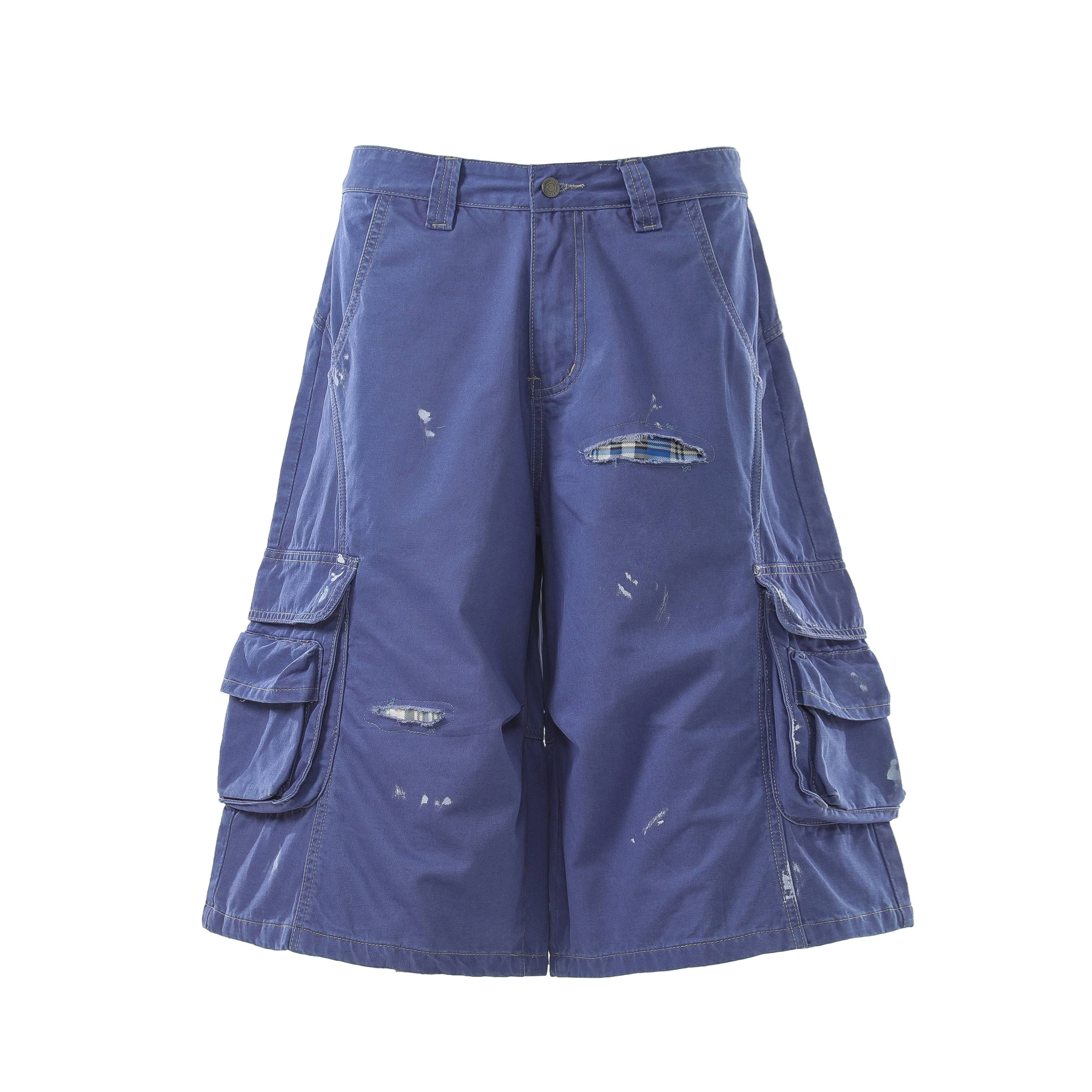 Omirad Distressed Utility Cargo Shorts | Wide-Leg Fit
