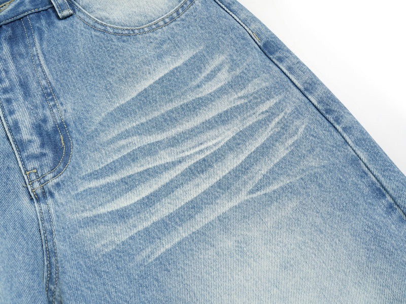 Omirad Faded Wide-Leg Jeans | Vintage Wash Streetwear Denim