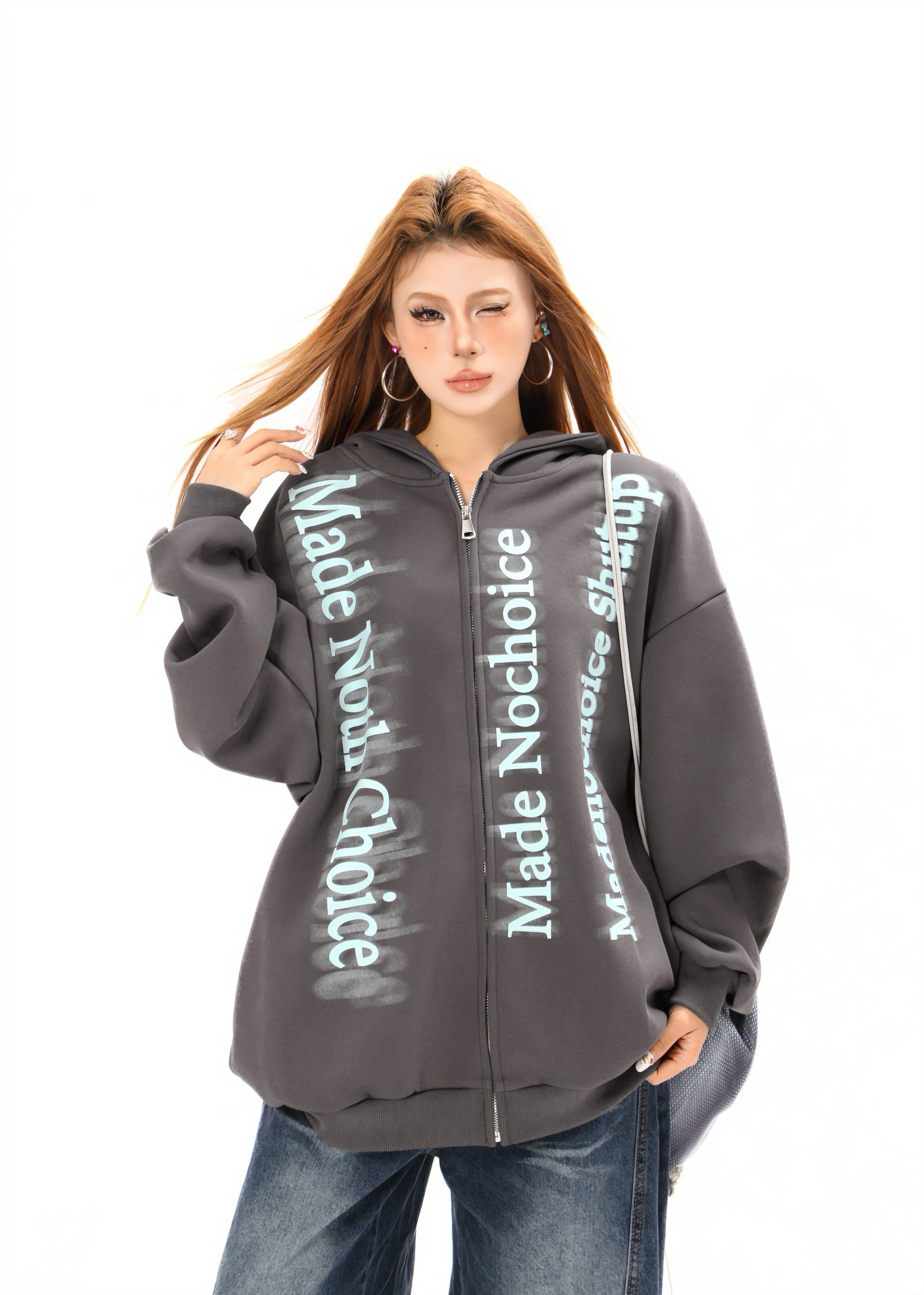 Omirad Gradient Letter Zip Hoodie | Streetwear Statement