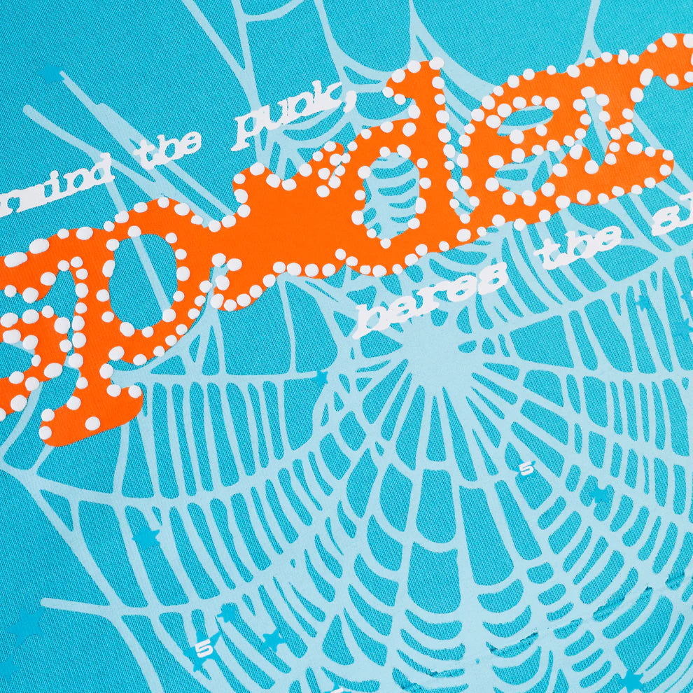 Sp5der “Nevermind the Spider” Hoodie – Sky Blue 440GSM Heavyweight Streetwear Pullover