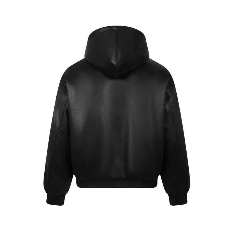 Omirad Plush-Lined Hooded Bomber Jacket | Black