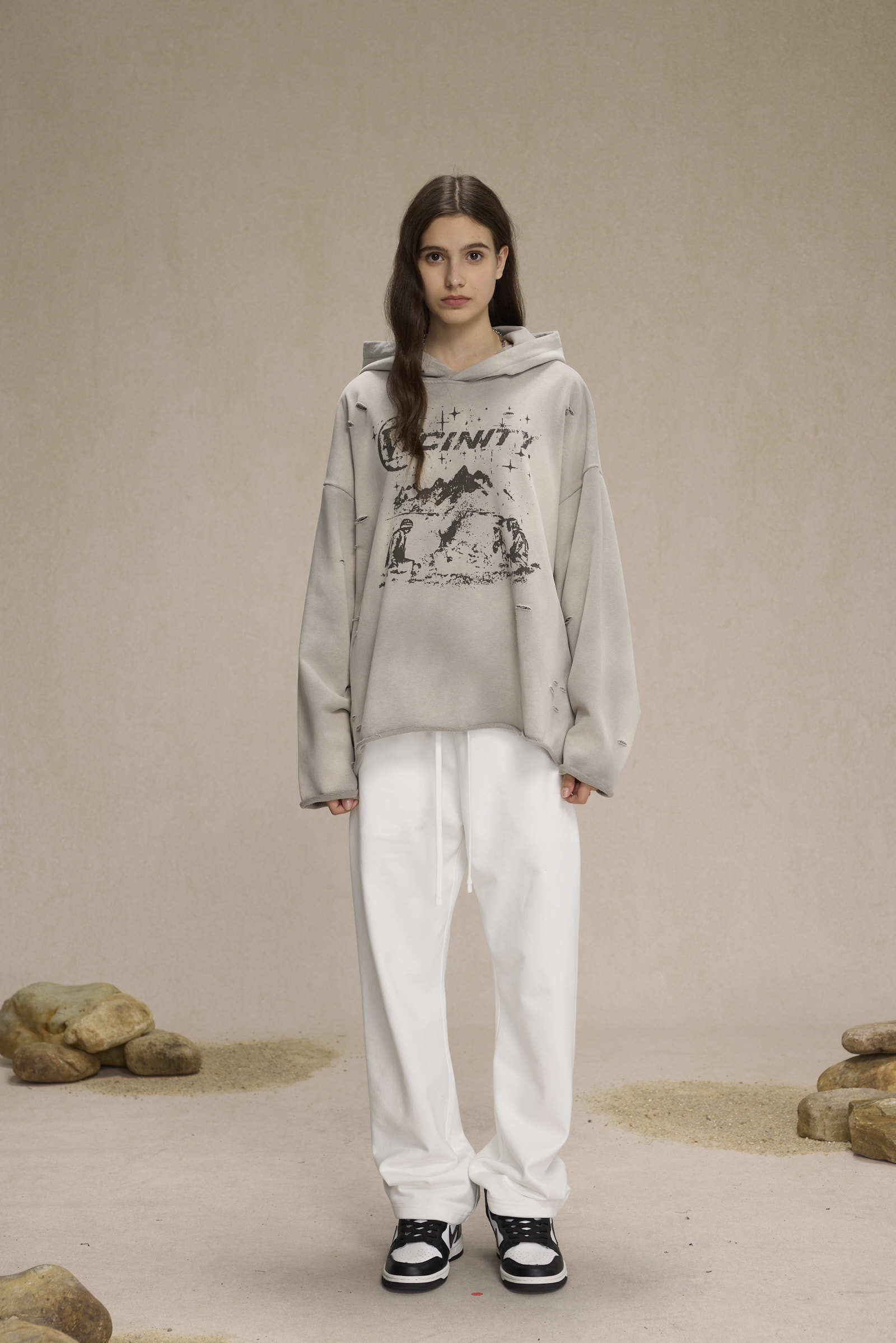 Vicinity Graphic Distressed Hoodie | Streetwear Oversized Fit