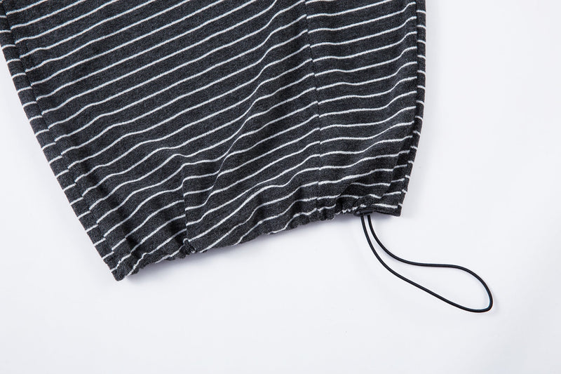 Striped Knit Barrel-Leg Lounge Pants with Drawstring Hem