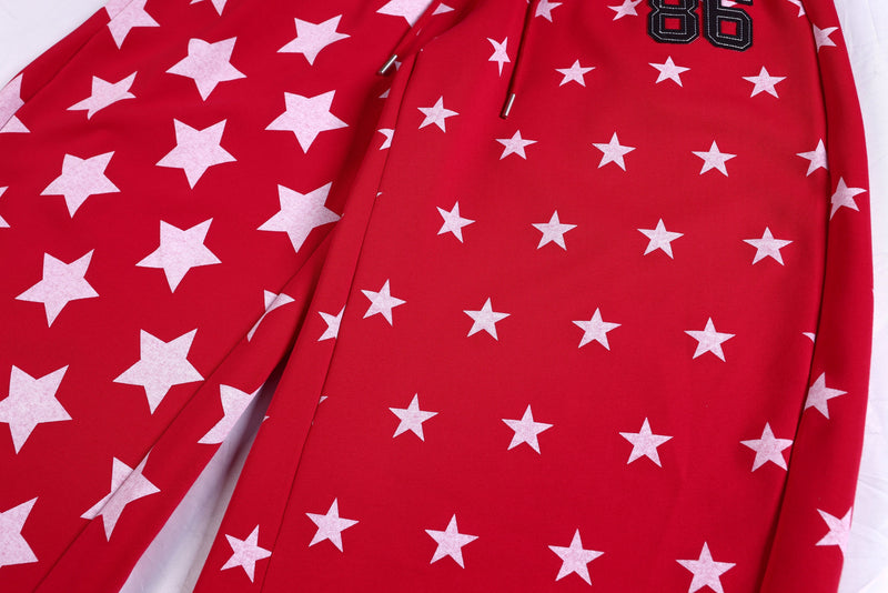 Starfield Wide-Leg Sweatpants | All-Over Star Print Streetwear