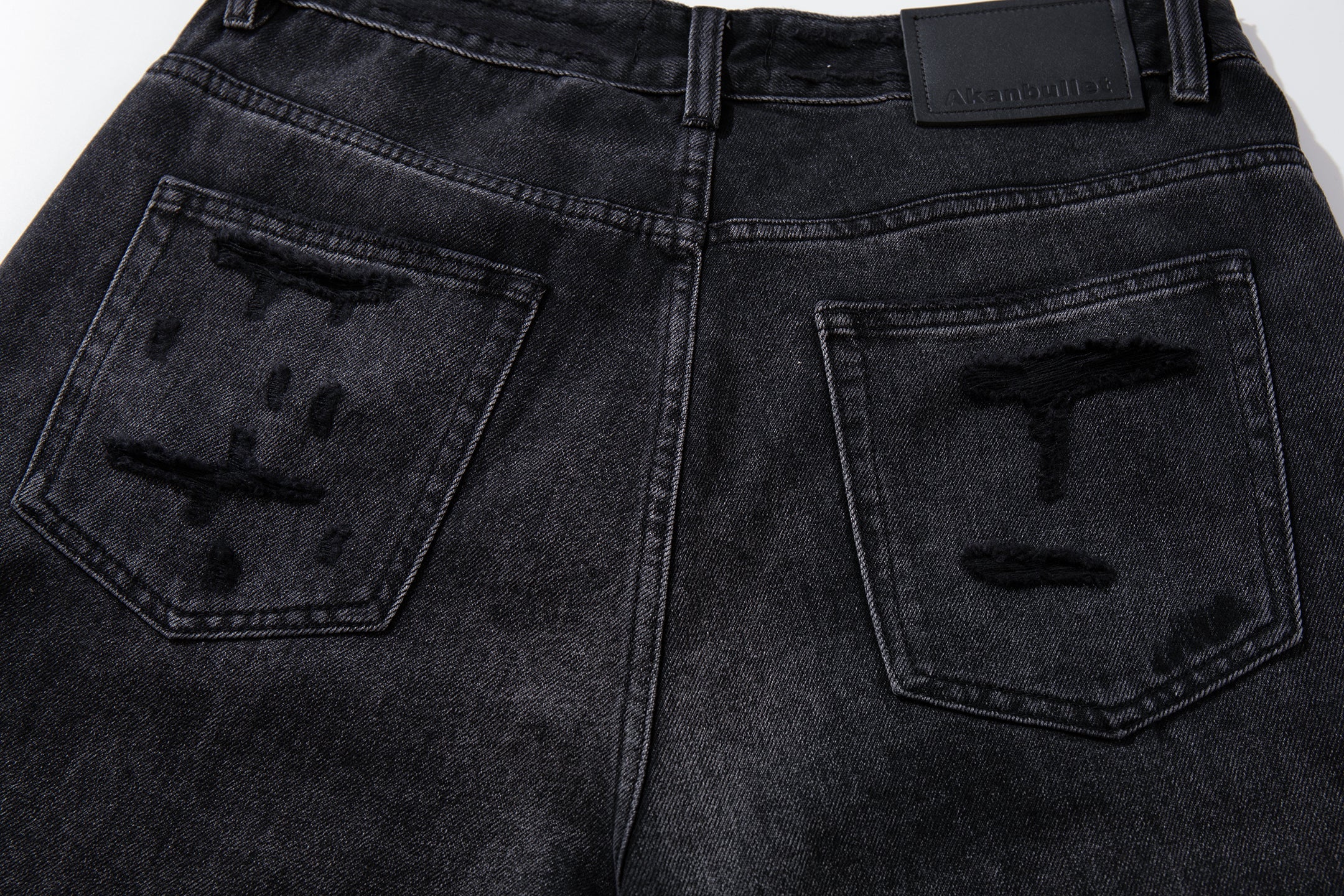 Omirad Coated-Distress Wide-Leg Jeans | Deep Charcoal Denim