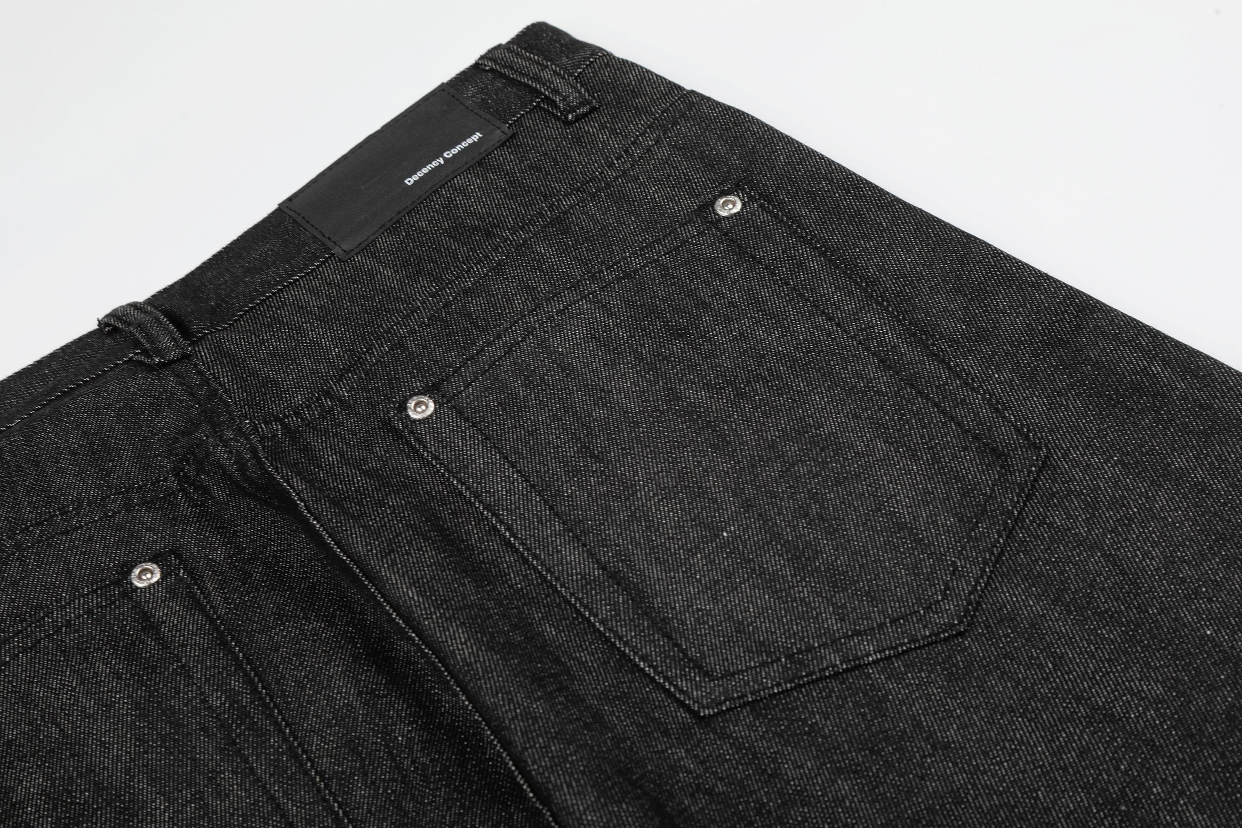 Black Raw Denim Wide Leg Jeans | Button Fly | Omirad