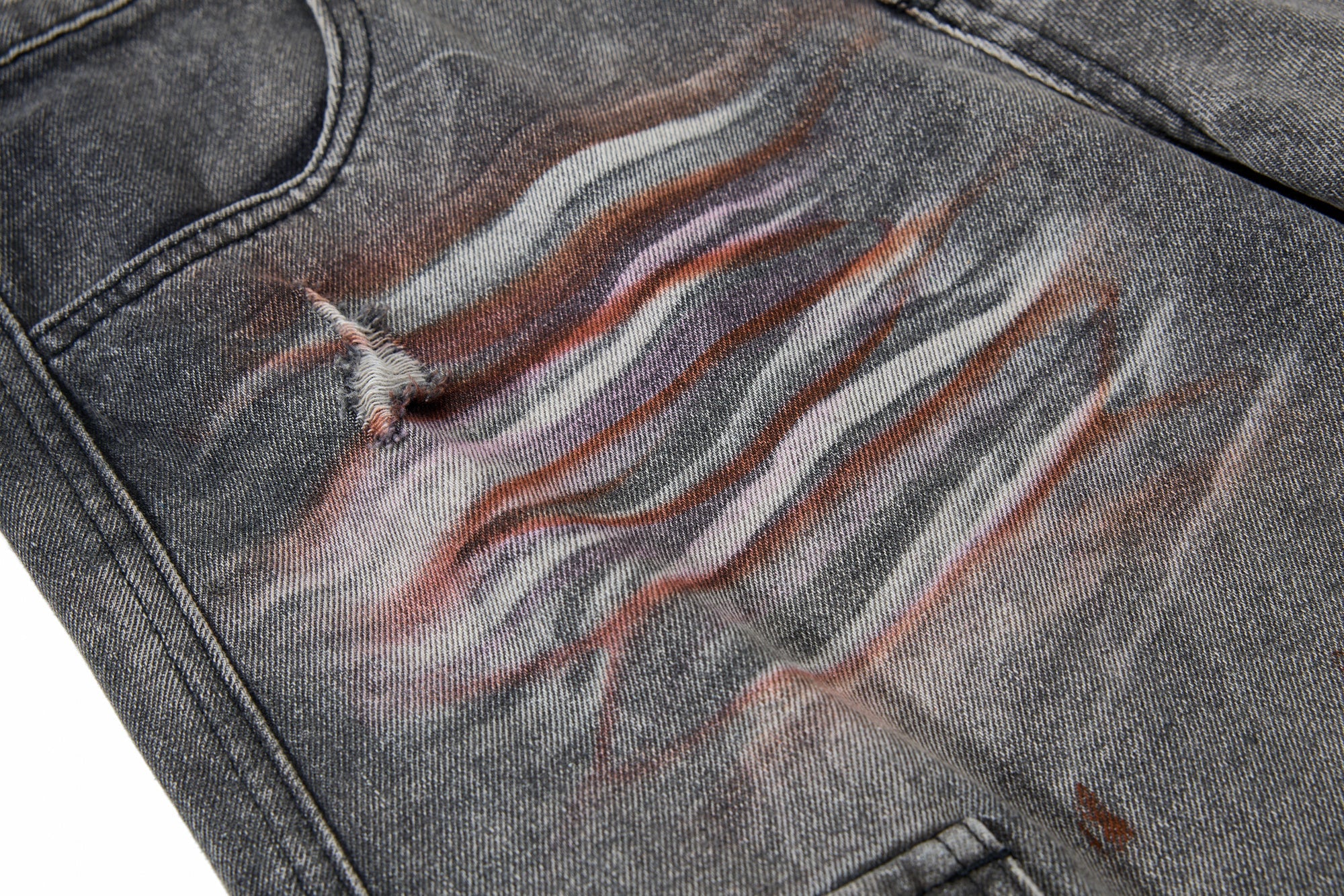 Painted Distressed Cargo Denim Pants | Wide-Leg Streetwear