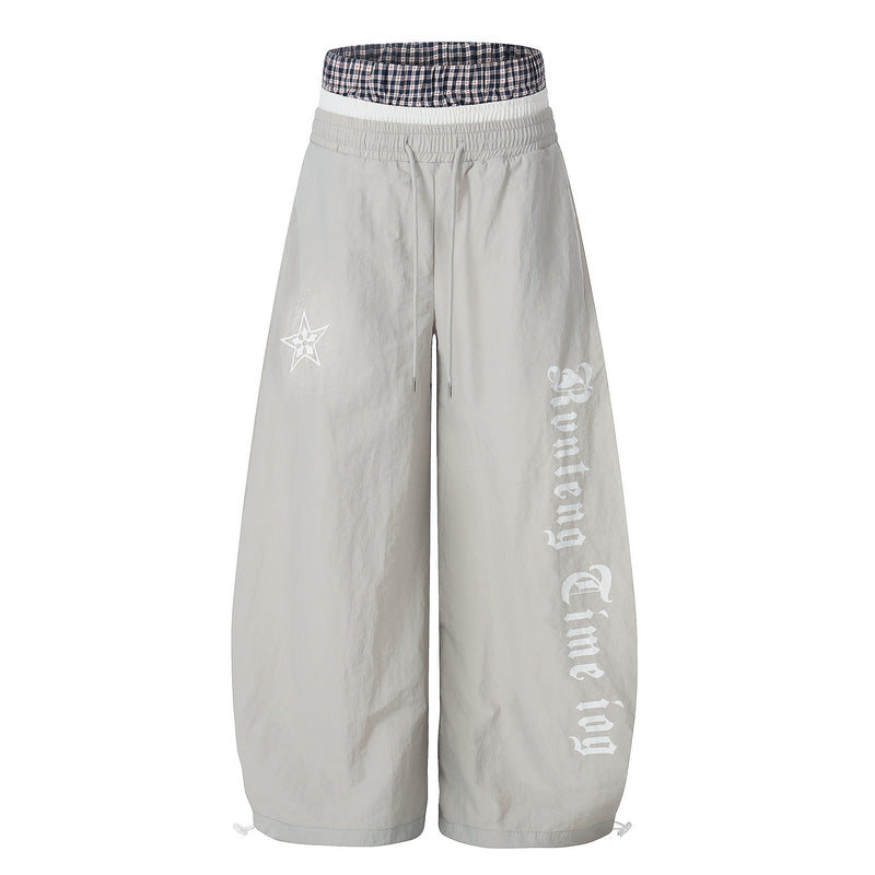 Script Logo Wide-Leg Nylon Pants | Streetwear Joggers