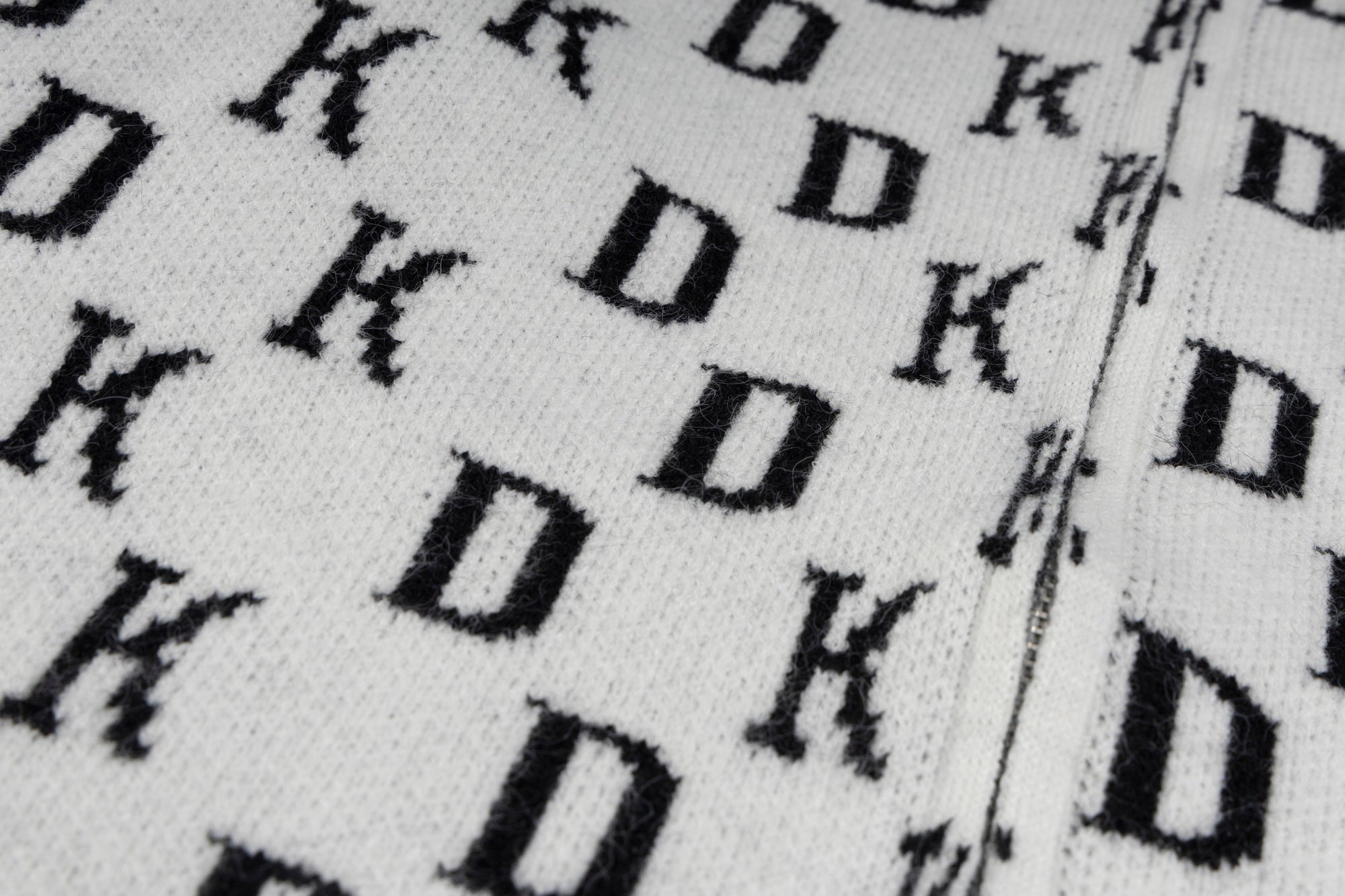 DK Allover Monogram Knit Zip Hoodie | Gothic Cross Embroidery