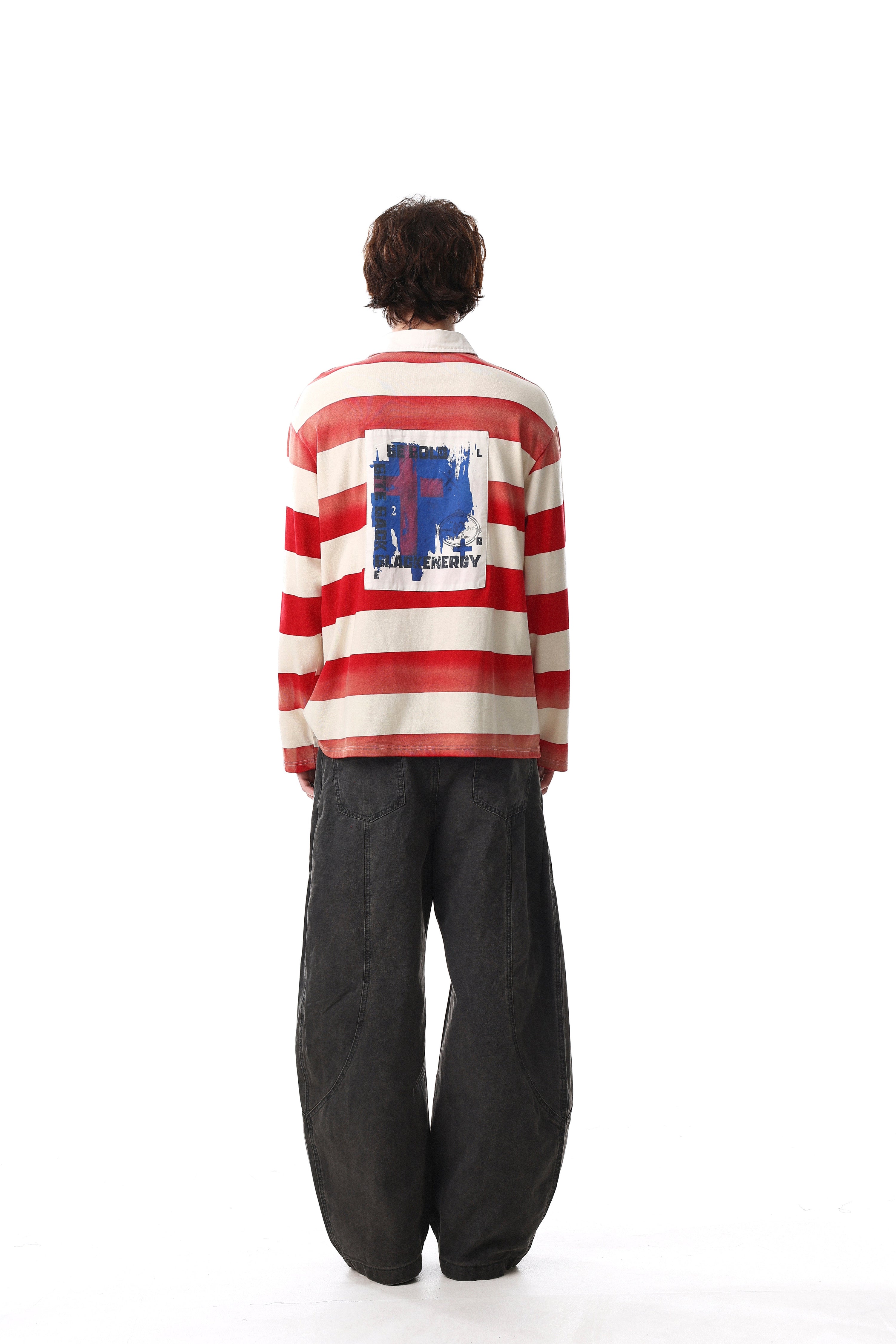 Men's Striped Long Sleeve Rugby Polo Shirt | Vintage Streetwear