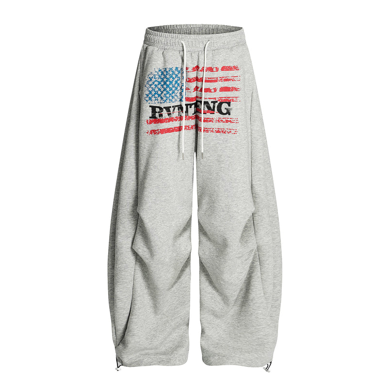 Distressed Flag Graphic Stacked Sweatpants | Oversized Streetwear