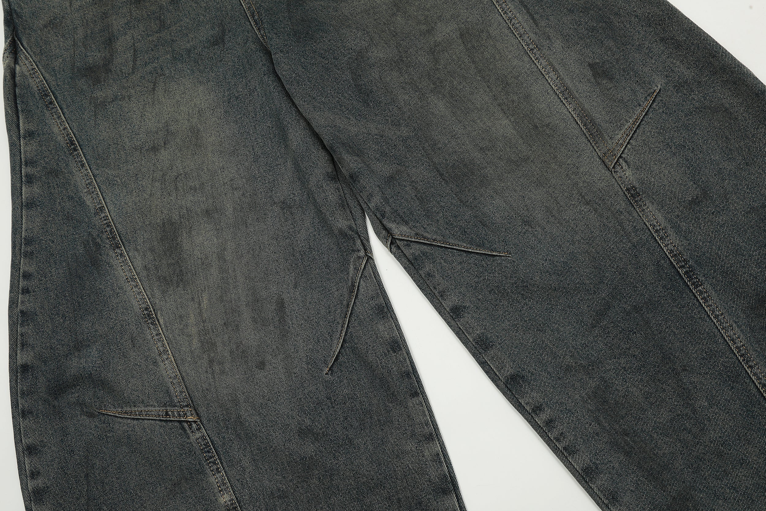 Balloon Denim Pants | Curved Panel Wide Leg Jeans
