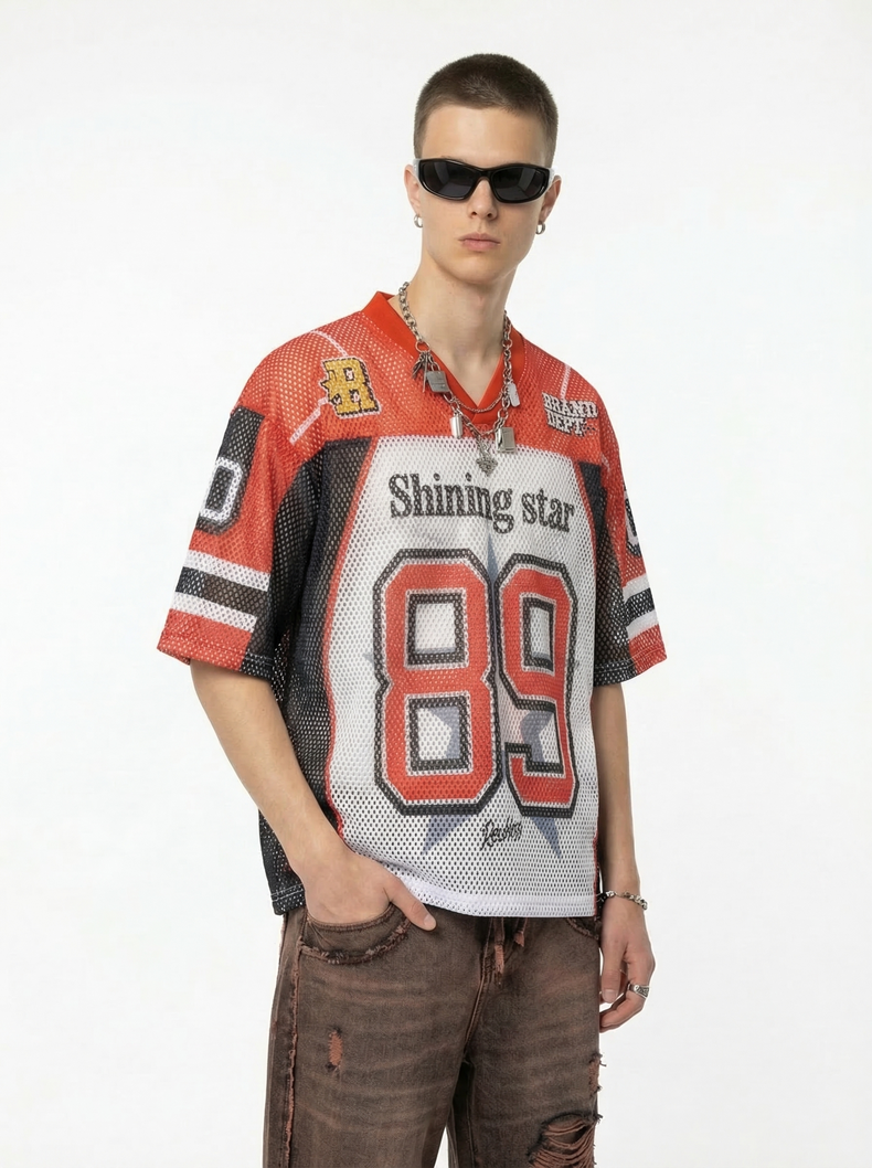 Shining Star 89 Mesh Football Jersey T-Shirt | Streetwear