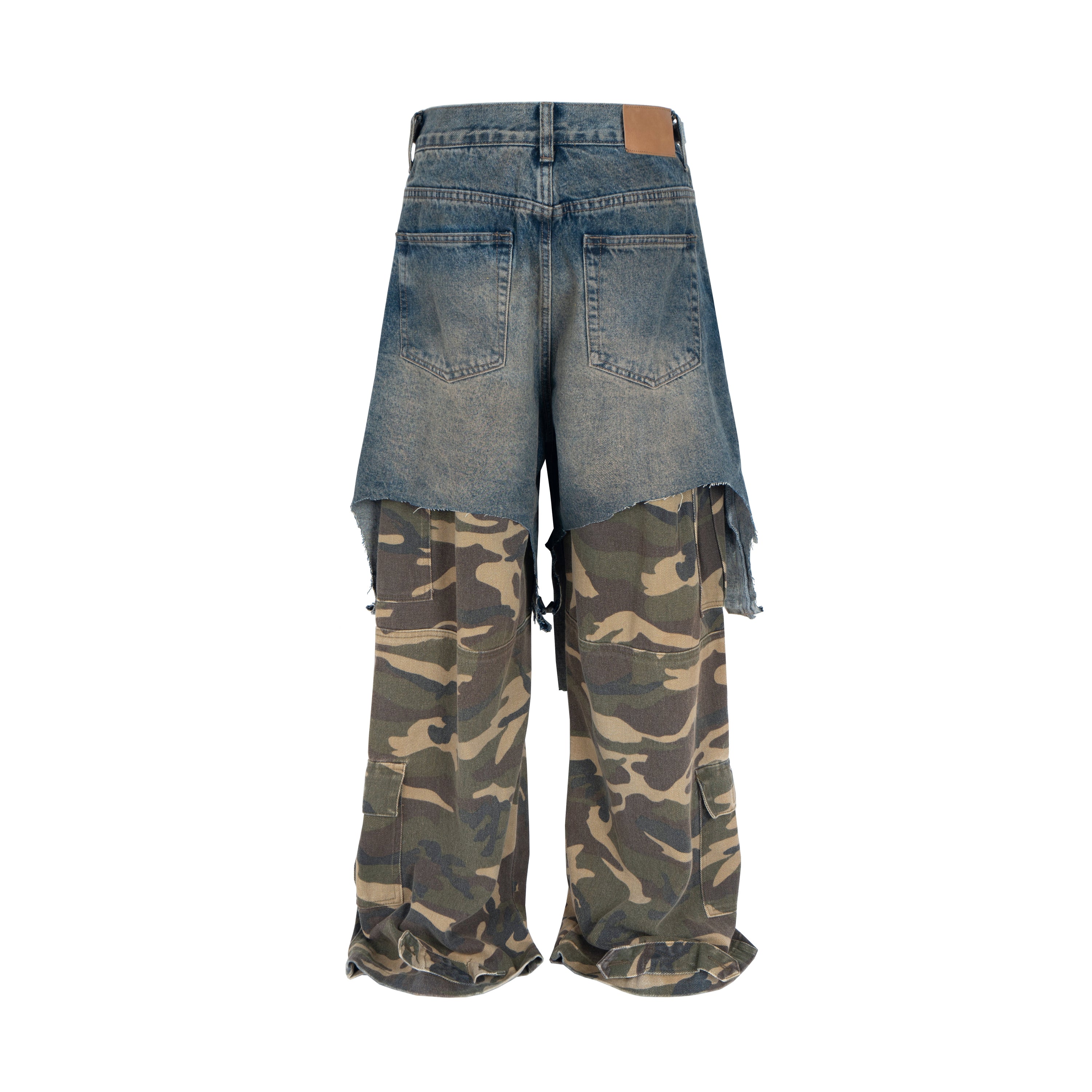 Omirad Layered Camo Denim Hybrid Cargo Pants