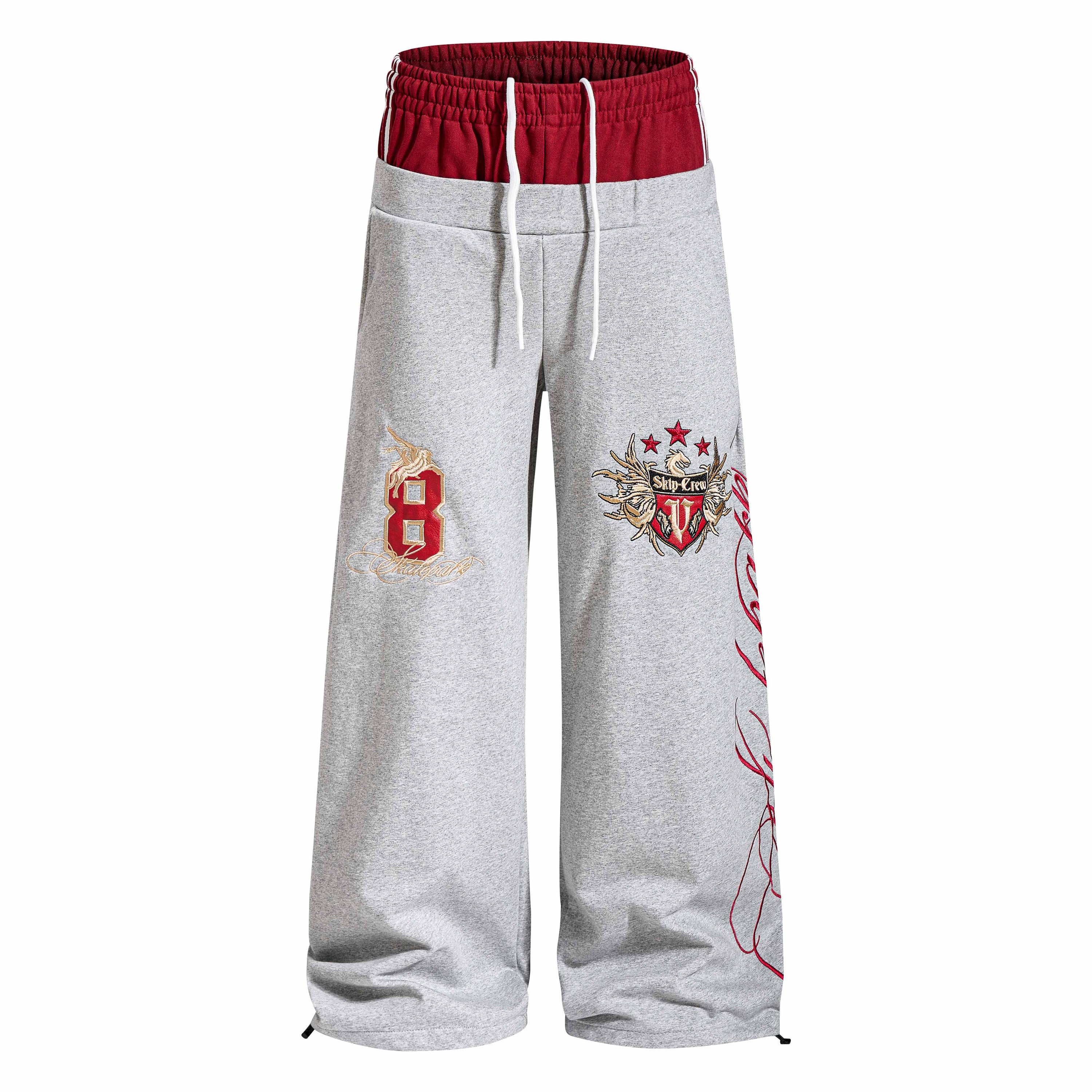 Varsity Crest Wide-Leg Sweatpants | Streetwear Joggers