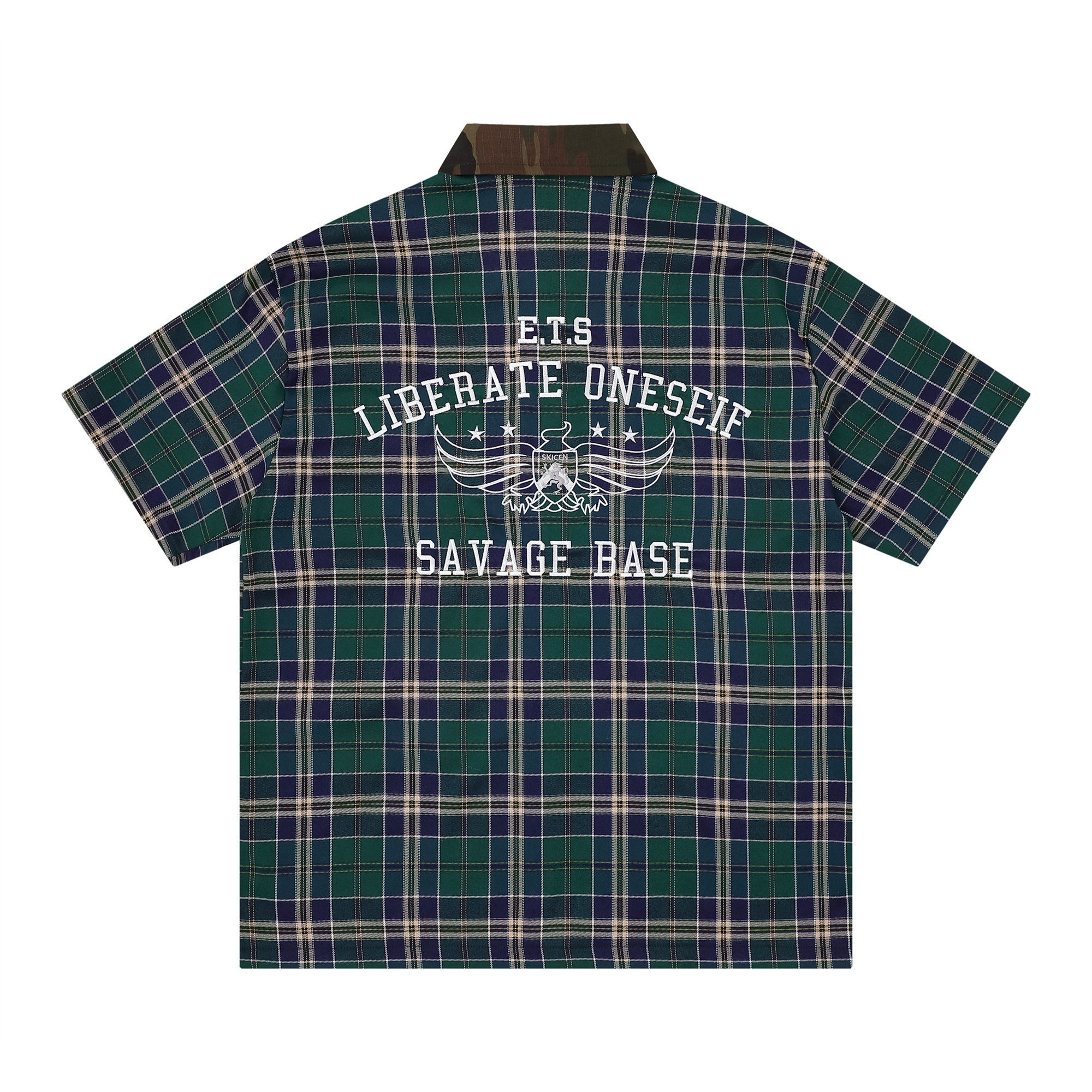 Omirad Savage Base Plaid Shirt | Camo Collar Street Style