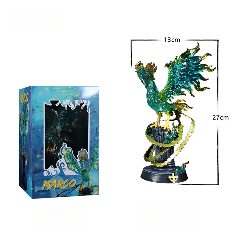 Marco Phoenix Action Figurine – 27cm with Dynamic Fiery Effects and Coin Chain, Limited Edition – One Piece Collectible