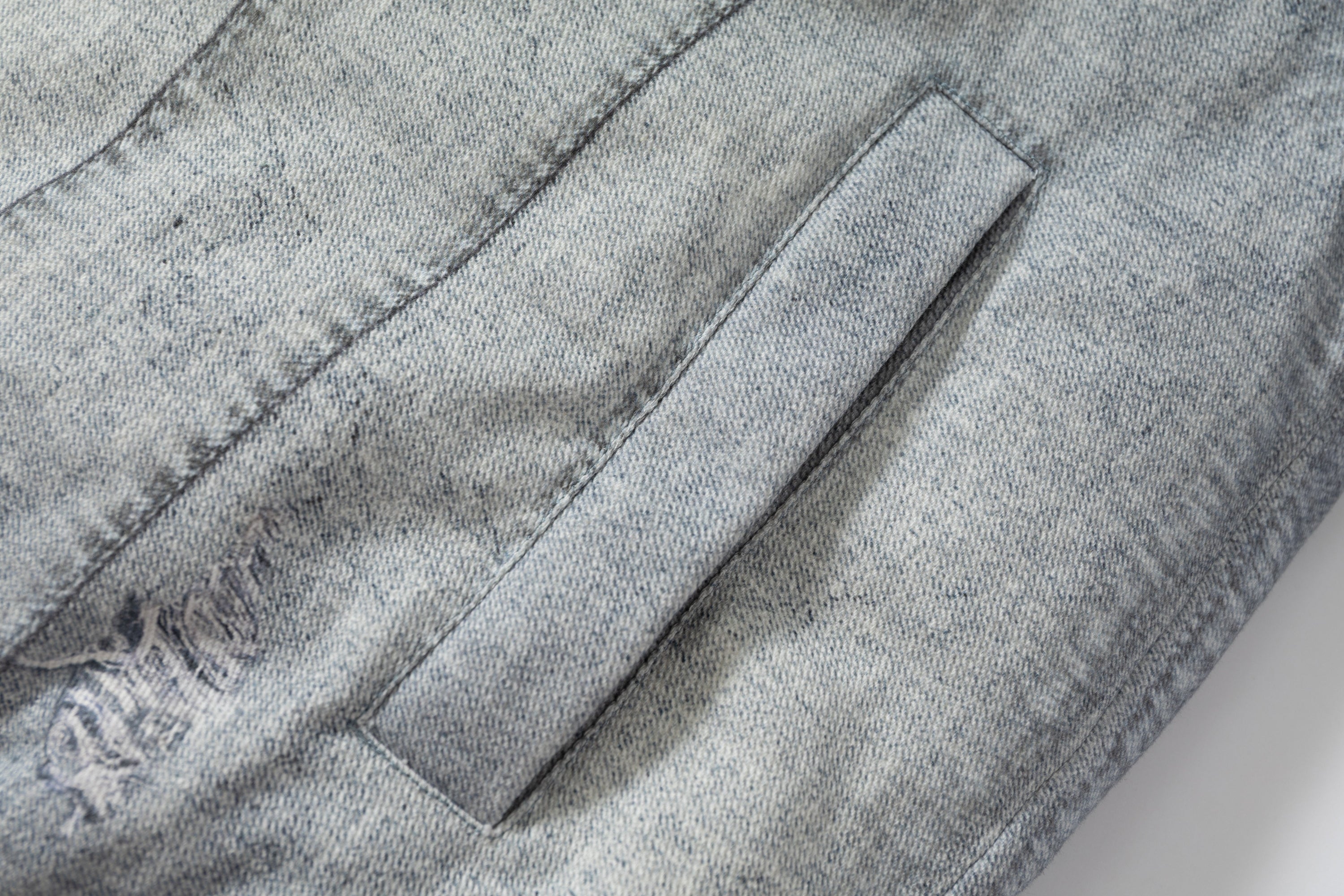 Omirad Patchwork Distressed Denim Puffer Jacket