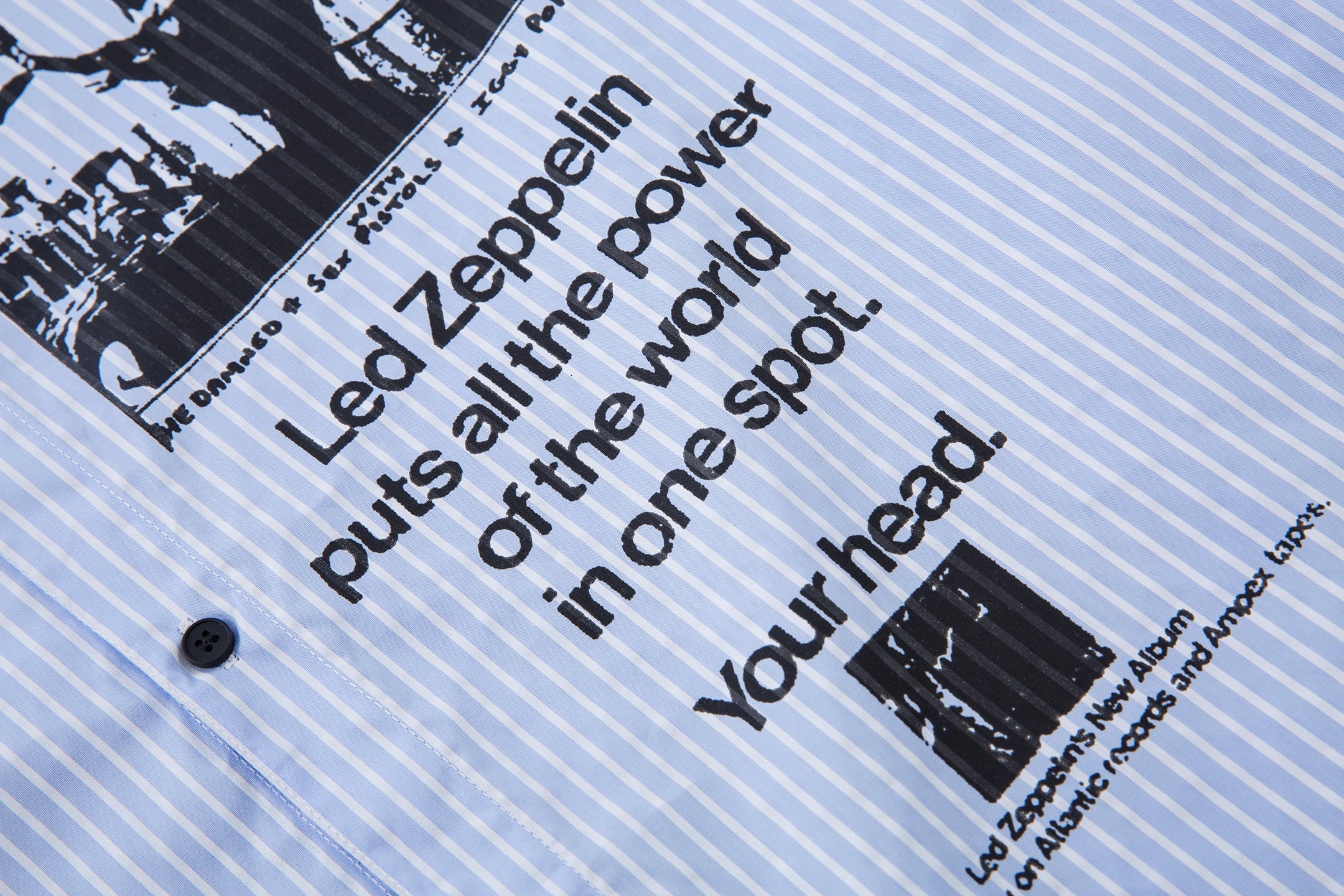 Punk Zine Graphic Layered Pinstripe Shirt | Streetwear