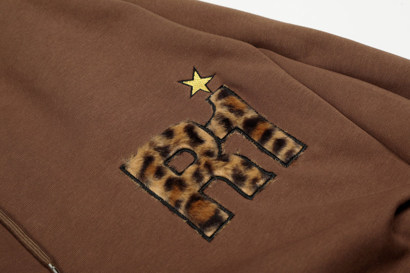 Omirad Leopard Trim Balloon Sweatpants with Chenille Patch