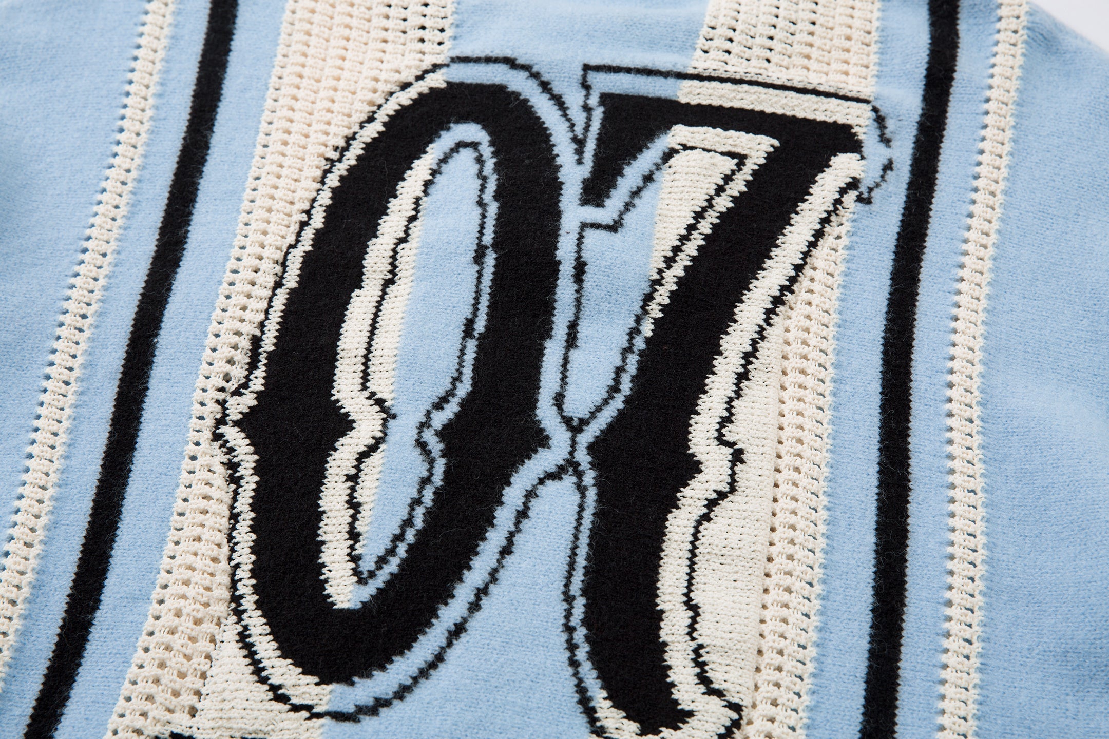 Varsity Stripe Knit Sweater | Retro Number Graphic Pullover
