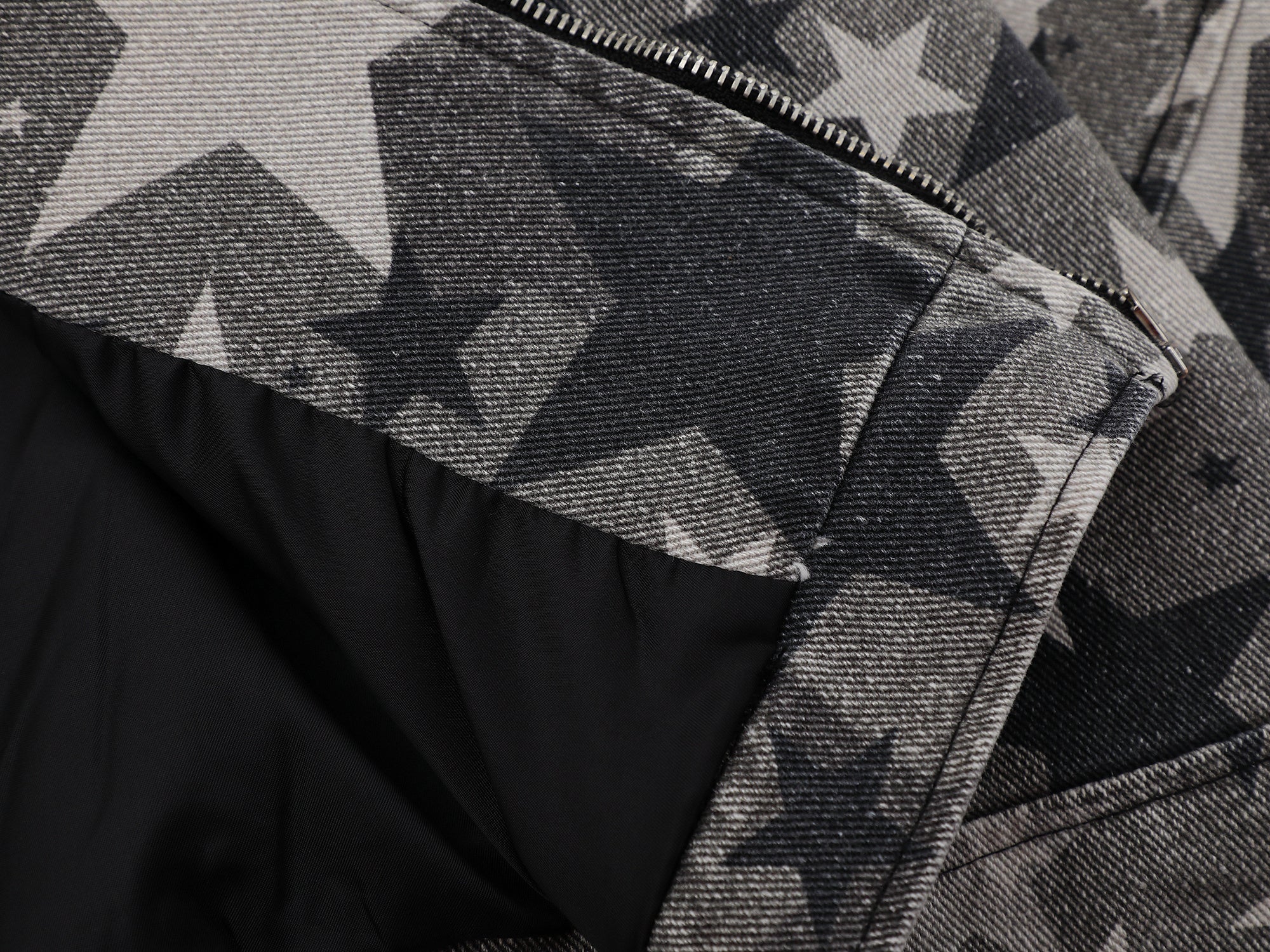 Omirad All-Over Star Print Washed Denim Jacket | Grayscale