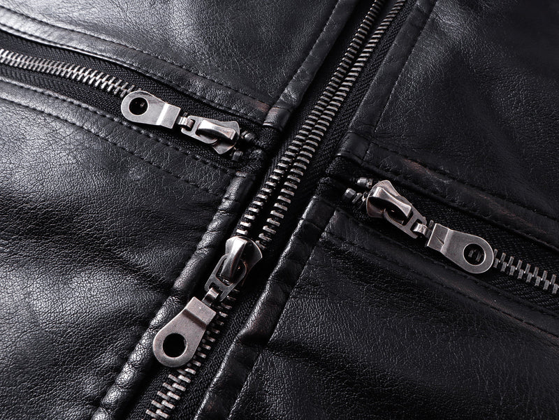 Omirad Men's Faux Leather Biker Jacket | Full-Zip Moto Style