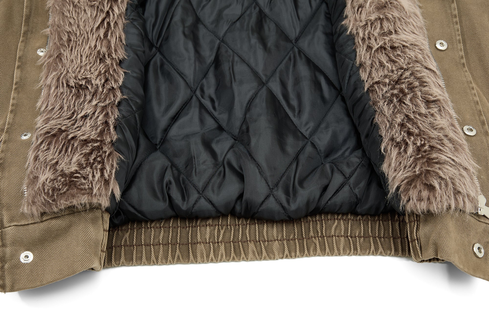 Omirad Layered Utility Bomber Jacket with Faux Fur Collar