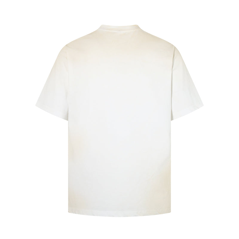 Cream oversized graphic tee shown from the back with a clean minimalist streetwear silhouette on a white background