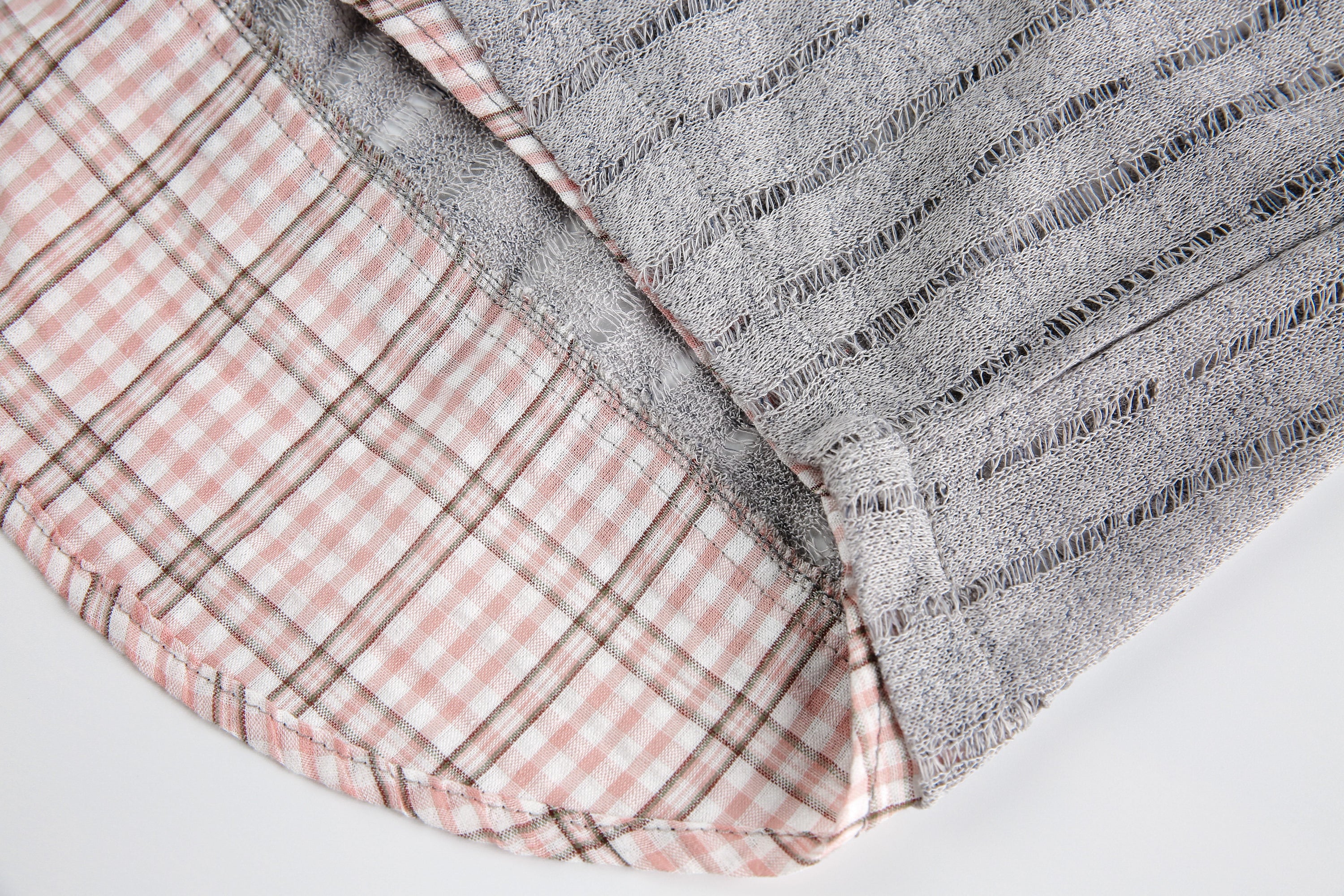 Layered Mesh Graphic Top | Sheer Overlay Plaid Collar
