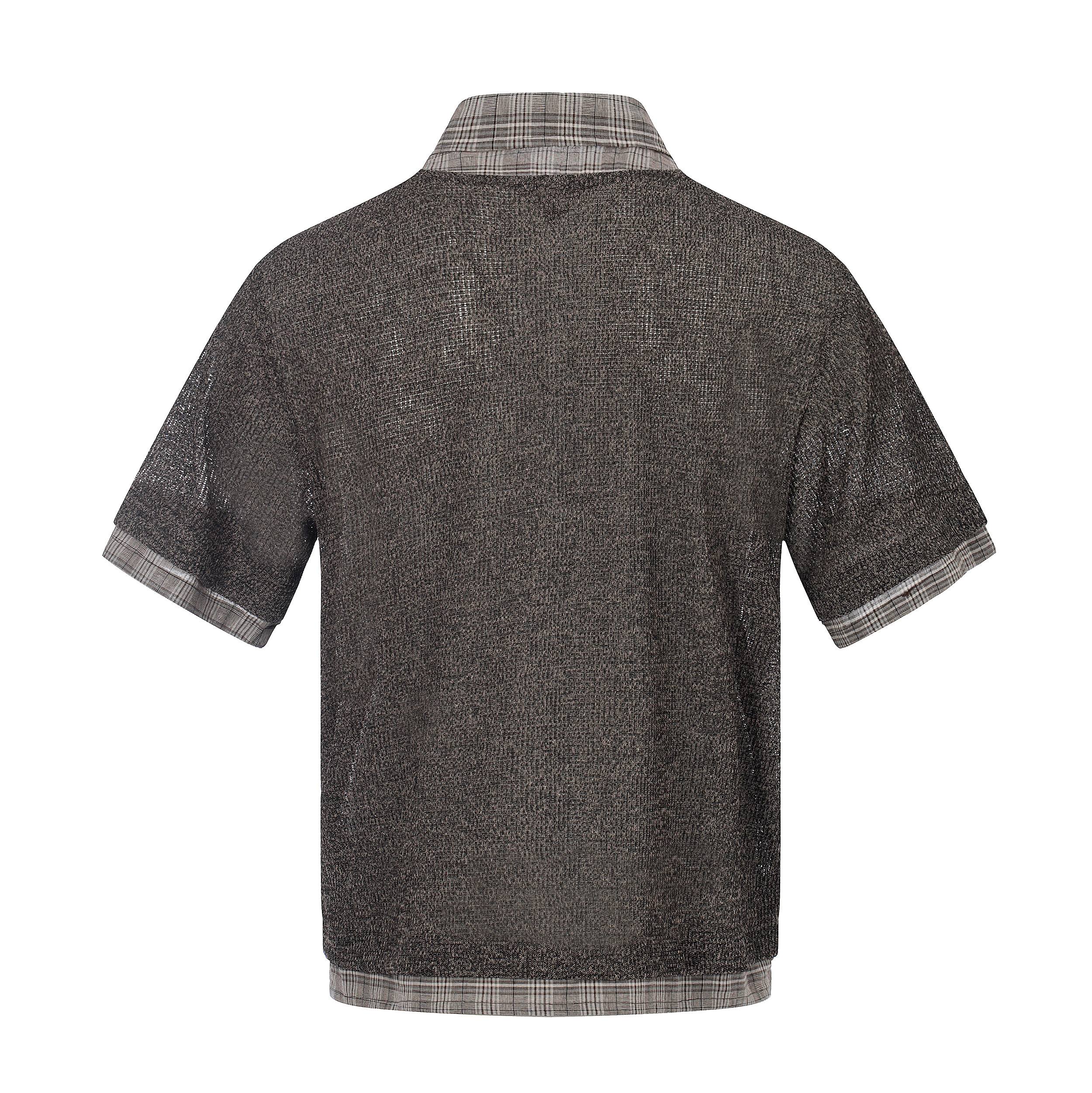 Omirad Layered Knit Check Shirt | Textured Cotton Streetwear
