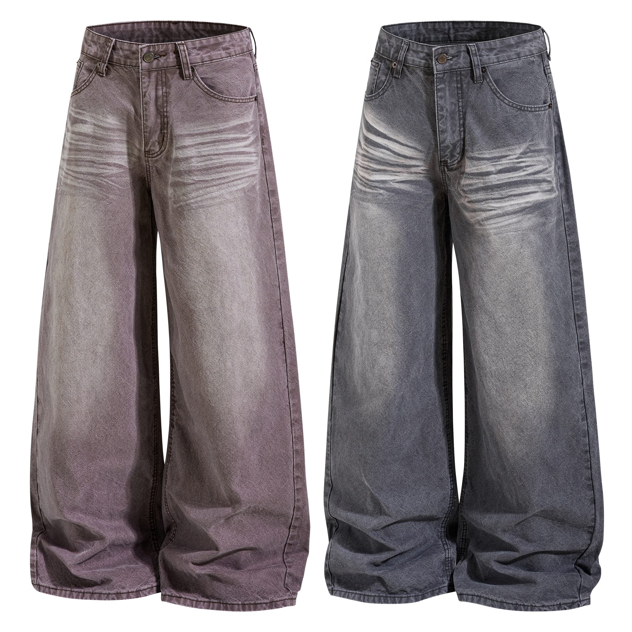 Vintage Fade Wide-Leg Denim Pants | Washed Streetwear Jeans