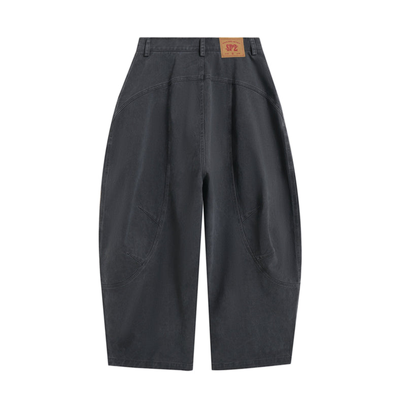 Curved-Cut Barrel Leg Pants | Heavyweight Cotton Trousers