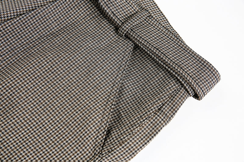 Omirad Micro-Check Belted Wide-Leg Pants | Cotton Blend