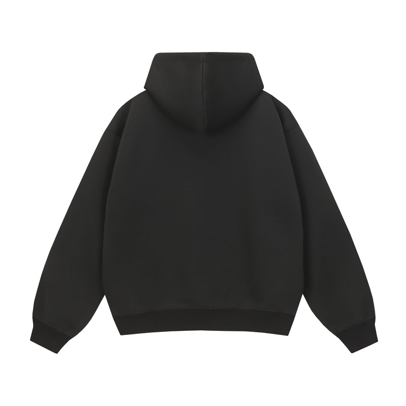 Plain black hoodie shown from the back