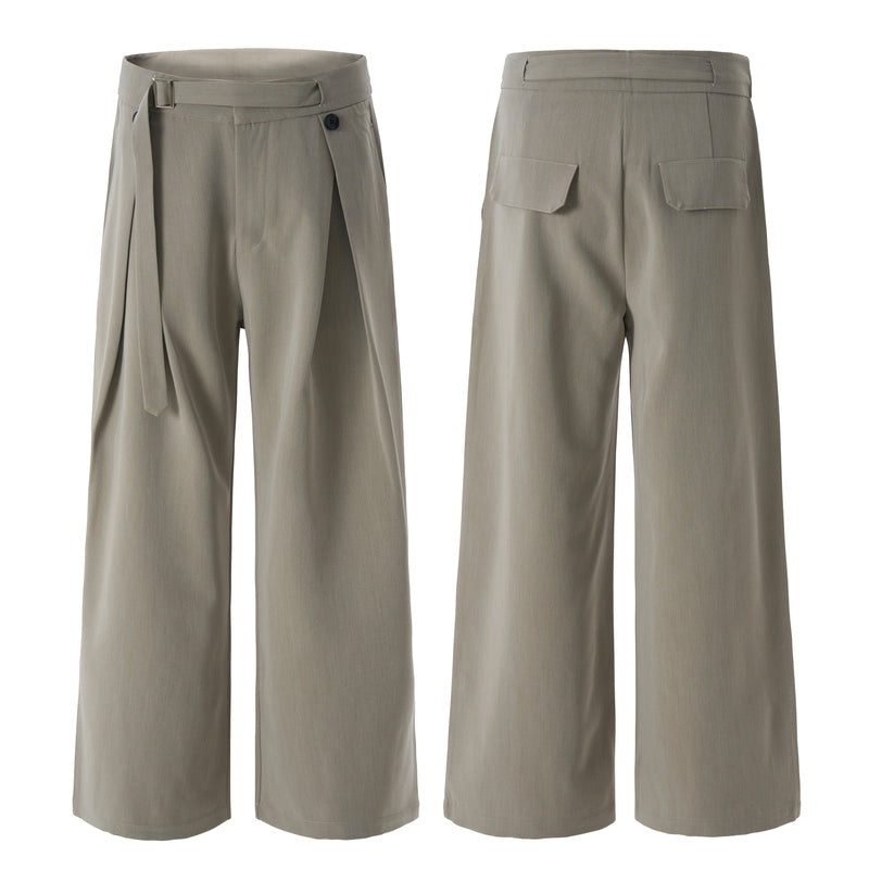 Buckle-Wrap Wide-Leg Trousers | Tailored Street Style