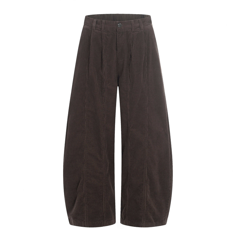 Omirad Wide-Leg Corduroy Pants | 100% Cotton Pleated Trousers